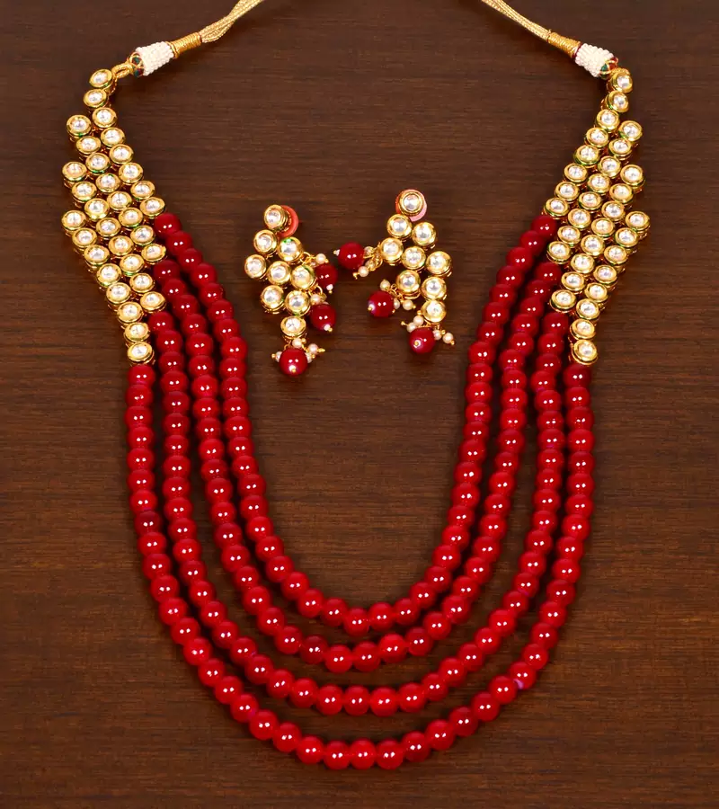 Stone and Kundan Embellished Multilayer Wedding Essential Necklace FNN250