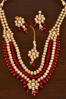 Stone and Kundan Embellished Multilayer Wedding Essential Necklace FNN251
