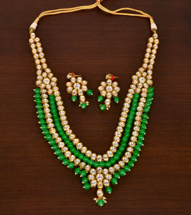 Stone and Kundan Embellished Multilayer Wedding Essential Necklace FNN252