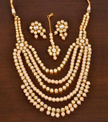Stone and Kundan Embellished Multilayer Wedding Essential Necklace FNN253 1