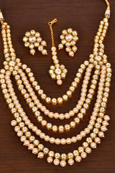 Stone and Kundan Embellished Multilayer Wedding Essential Necklace FNN253
