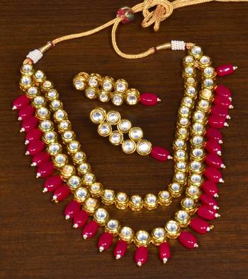 Stone and Kundan Embellished Multilayer Wedding Essential Necklace FNN255 1