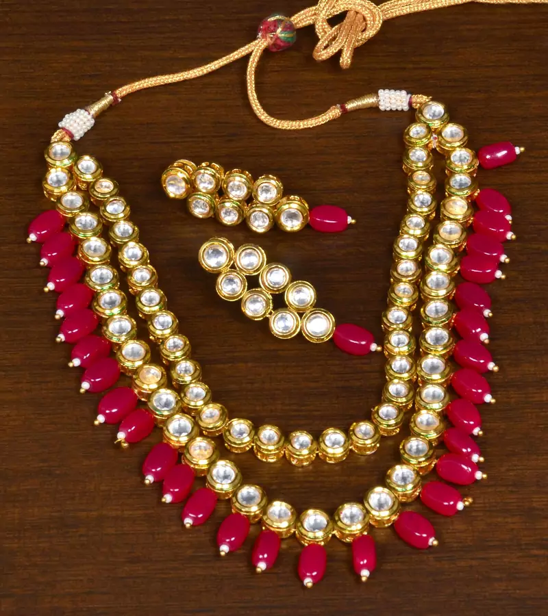 Stone and Kundan Embellished Multilayer Wedding Essential Necklace FNN255