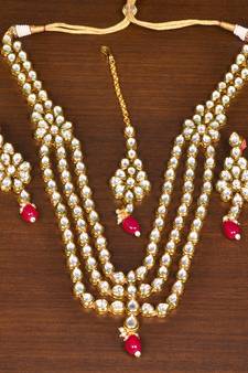 Stone and Kundan Embellished Multilayer Wedding Essential Necklace FNN257