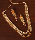 Kundan Embellished Meenakari Wedding Necklace FNN262