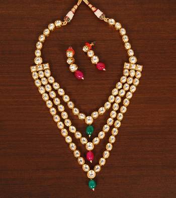 Kundan Embellished Designer Wedding Necklace FNN263 1