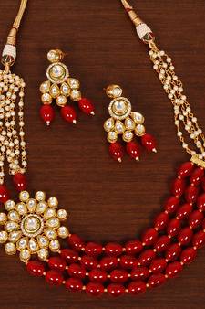 Kundan Embellished Designer Wedding Necklace FNN264