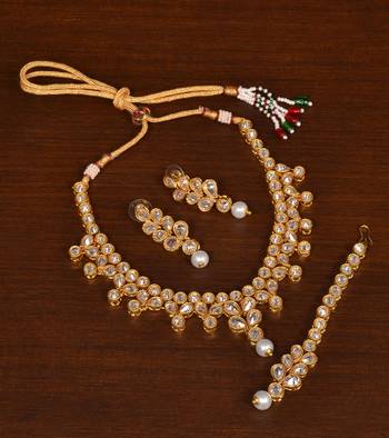 Kundan Embellished Designer Wedding Necklace FNN265 1
