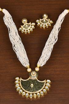 Seed Pearl and Kundan Embellished Meenakari Worked Necklace FNN268