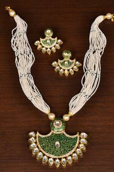 Seed Pearl and Kundan Embellished Meenakari Worked Necklace FNN269