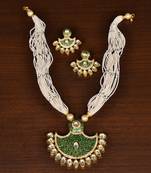 Seed Pearl and Kundan Embellished Meenakari Worked Necklace FNN269