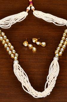 Seed Pearl and Kundan Embellished Necklace FNN272