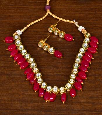 Kundan and Stone Embellished Necklace FNN273 1