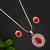 American Diamond Ruby Colored Pendant Set With Free Chain