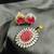 American Diamond Ruby Colored Pendant Set With Free Chain