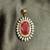 American Diamond Ruby Colored Pendant Set With Free Chain