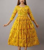 Fashionfricks Yellow Rayon Anarkali Kurti
