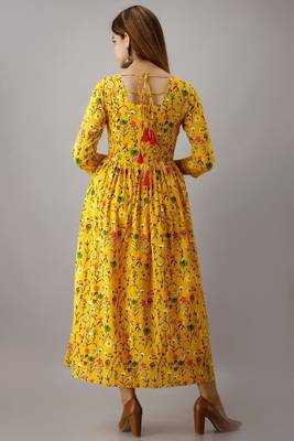 Fashionfricks Yellow Rayon Anarkali Kurti 2