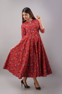 Fashionfricks Yellow Rayon Anarkali Kurti 1