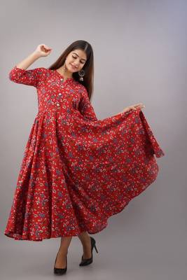 Fashionfricks Yellow Rayon Anarkali Kurti 3