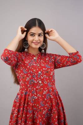 Fashionfricks Yellow Rayon Anarkali Kurti 4