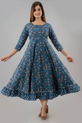 Fashionfricks Blue Rayon Anarkali Kurti 1