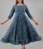 Fashionfricks Blue Rayon Anarkali Kurti