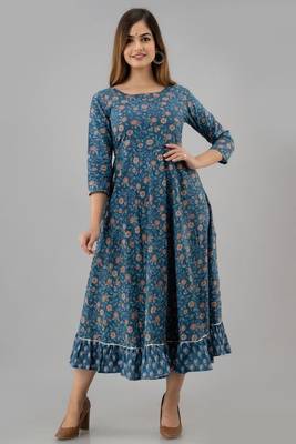 Fashionfricks Blue Rayon Anarkali Kurti 3