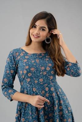 Fashionfricks Blue Rayon Anarkali Kurti 4