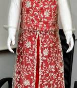 Scarlet - Heavy Lucknowi Work Fabric 3/4th Sleeves Jacket-Choli Style with Palazzo and Net Dupatta for Girl Kids