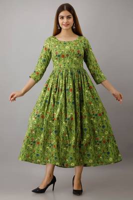 Fashionfricks Green Rayon Anarkali Kurti 1