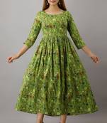 Fashionfricks Green Rayon Anarkali Kurti