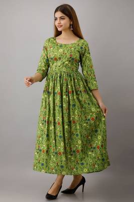 Fashionfricks Green Rayon Anarkali Kurti 3
