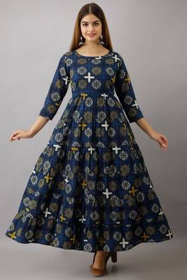 Fashionfricks Blue Rayon Anarkali Kurti 1