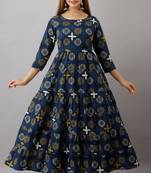 Fashionfricks Blue Rayon Anarkali Kurti