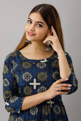 Fashionfricks Blue Rayon Anarkali Kurti 4