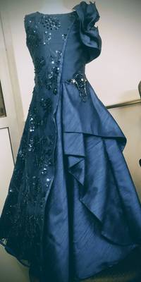 Turquoise - Heavy IMP Sequence Fabric Designer-Style Gown for Girl Kids 2
