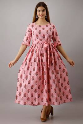 Fashionfricks Pink Rayon Anarkali Kurti 1