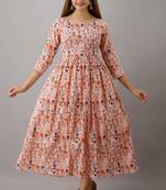 Fashionfricks Peach Rayon Anarkali Kurti