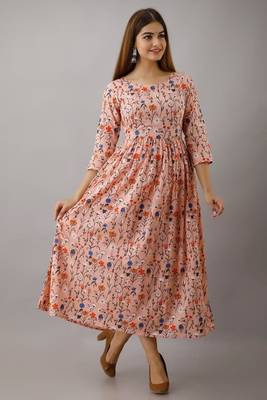 Fashionfricks Peach Rayon Anarkali Kurti 3