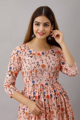 Fashionfricks Peach Rayon Anarkali Kurti 4