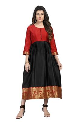 Fashionfricks Black Silk Long Gown 1