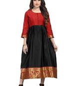 Fashionfricks Black Silk Long Gown