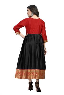 Fashionfricks Black Silk Long Gown 2