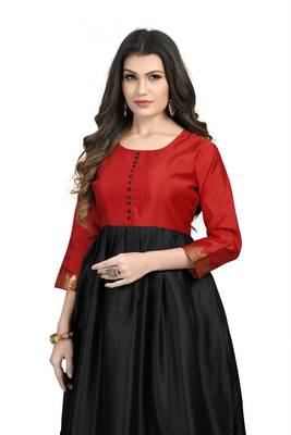 Fashionfricks Black Silk Long Gown 5