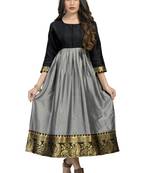 Fashionfricks Grey Silk Long Gown