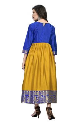 Fashionfricks Mustard Silk Long Gown 2