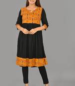 Aurish Mustered Black Flared Kurti