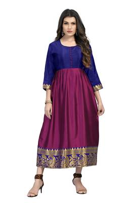 Fashionfricks Wine Silk Long Gown 1