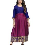 Fashionfricks Wine Silk Long Gown